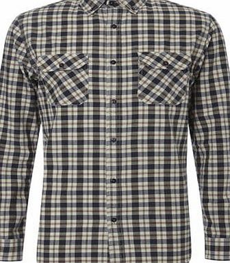 Bhs Trait Navy Mix Cotton Checked Shirt, Blue