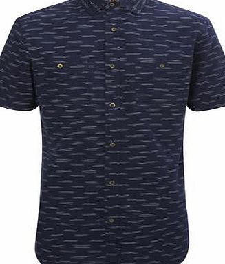Bhs Trait Navy Printed Cotton Shirt, Blue BR51T04GNVY
