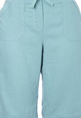 Bhs Turquoise Linen Blend Knee Shorts, Turquoise