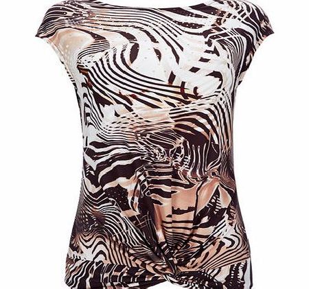 Bhs Wallis Animal Petite Hotfix Twist Top, stone