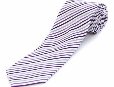 Bhs White and Purple Stripe Tie, White BR66D04EWHT