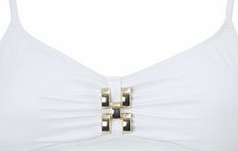 Bhs White Chain Link Fixed Strap Bikini Top, white