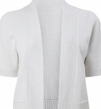 Bhs White Cotton Rib Detail Cardigan, white