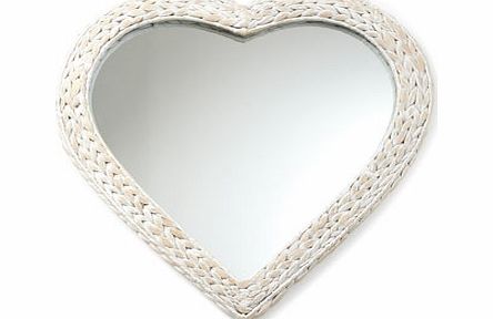 Bhs White Heart Water Hyacinth Mirror, white