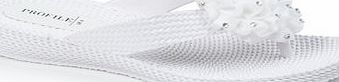 Bhs White Millie Diamante Flower Flip Flops, white