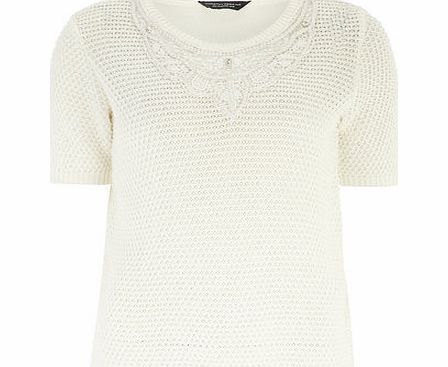 Bhs White Pearl Neck Jumper, white 19127560306