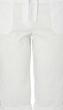 Bhs White Petite Cotton Crop Trouser, white 439730306