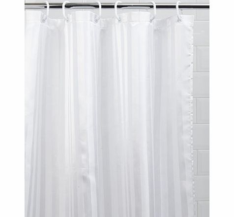 Bhs White Sabichi Satin Stripe Shower Curtain, white