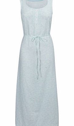 Womens Aqua Print Linen Maxi Dress, aqua print