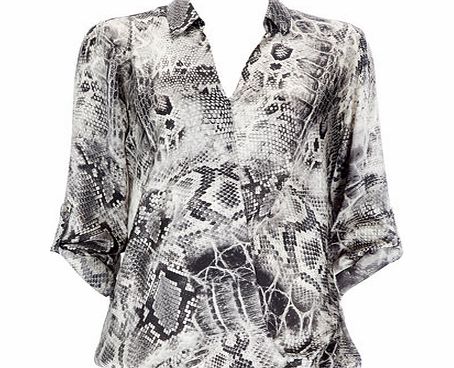 Bhs Womens Black Animal Wrap Blouse, black/white