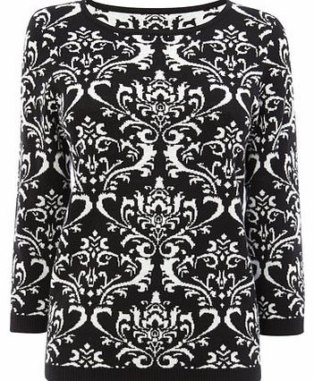 Womens Black/Ivory Pattern Jumper, black/ivory