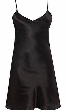 Womens Black Satin Reversible Chemise, black