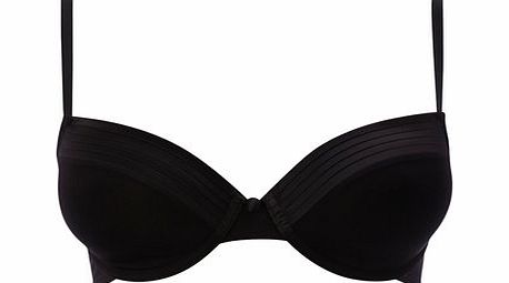 Womens Black Stitch Cuff Plunge Bra, black