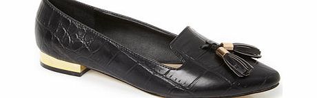 Womens Black Tassel Trim Point Shoe, black