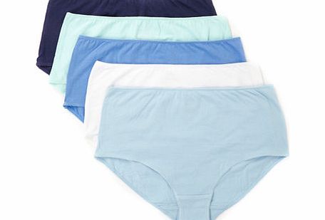 Bhs Womens Blue Mix 5 Pack Plain Full Brief