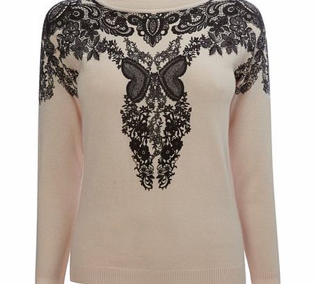 Womens Blush Petite Butterfly Design Jumper,