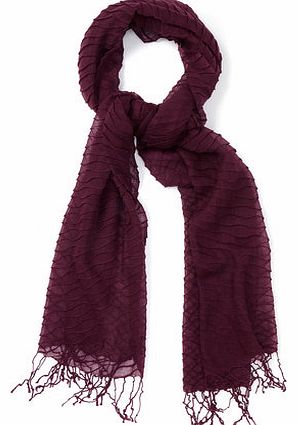 Bhs Womens Burgundy Wavy Woven Scarf, burgundy