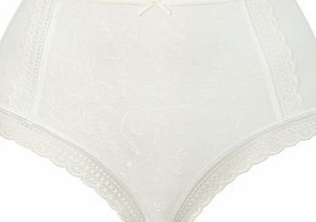 Bhs Womens Cream Jacquard and Lace Full Brief, cream