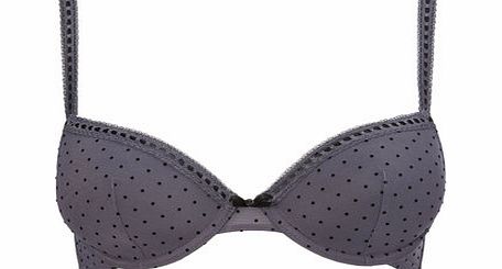 Bhs Womens Grey Ribbon Slot Plunge Bra, grey