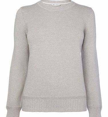 Womens Grey Twist Cotton Rich Crew Jumper, grey