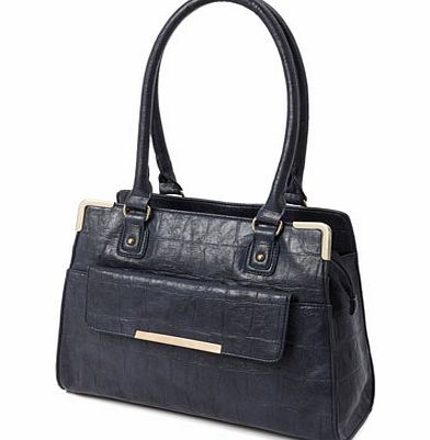 Womens Navy Bar Front Pocket Bag, navy 3119440249