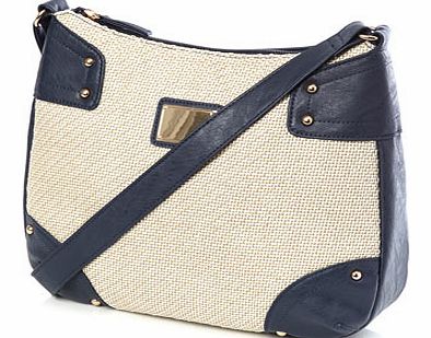 Bhs Womens Navy Formal Canvas X Body Bag, navy