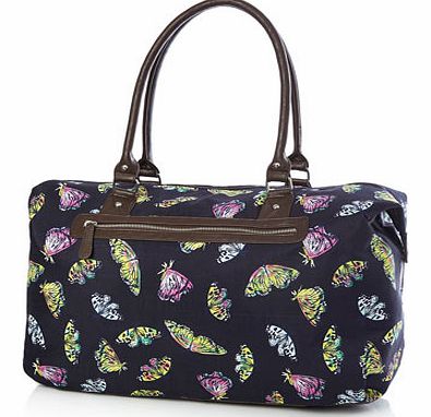 Bhs Womens Navy Multi Print Weekend Bag, navy multi