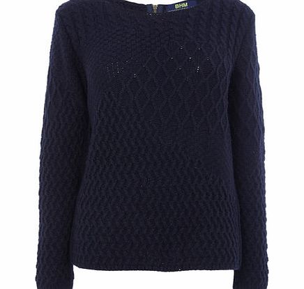 Womens Navy Patchwork Jumper, navy 586610249