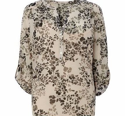 Bhs Womens Pale Pink Leaf Print Blouse, pale pink