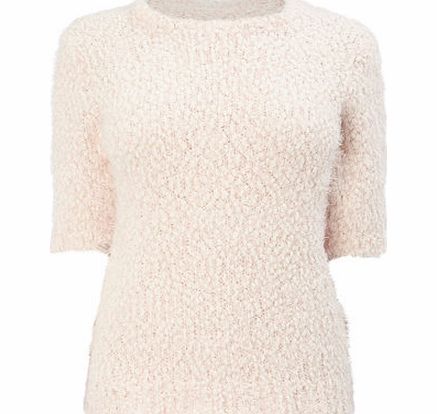 Womens Pale Pink Short Sleeve Popcorn Fluff