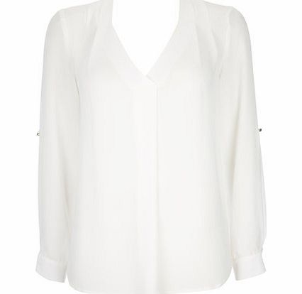 Bhs Womens Petite Ivory Tab Sleeve Blouse, cream