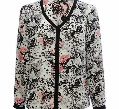 Bhs Womens Petites Long Sleeve Floral Burst Blouse,