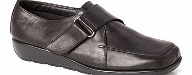 Womens TLC Black Leather Heavy Velcro Shoes,