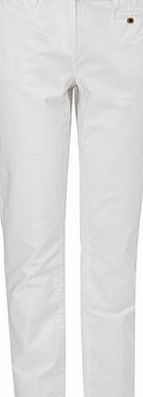 Bhs Womens White Cotton Chino Trousers, white