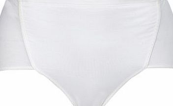 Bhs Womens White Cotton High Leg Shaping Brief,