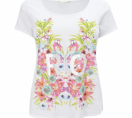 Womens White Rio Tropical T-shirt, white