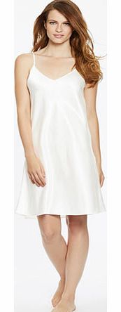 Womens White Satin Reversible Chemise, white