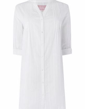 Womens White Textured Woven Nightshirt, white