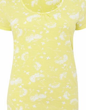 Bhs Yellow Short Sleeve Printed Scoop Neck, yellow