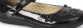 Bhs Younger Girls Black Flower Applique Day Shoes,