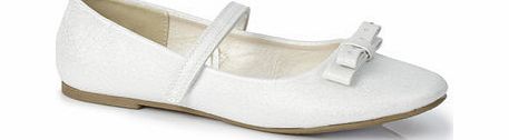 Bhs Younger Girls Ivory Bow Ballet Pumps, ivory