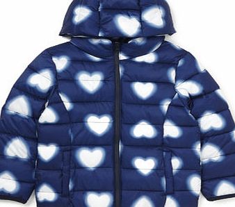 Bhs Younger Girls Navy Heart Print Coat, navy