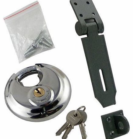 Bid Buy Direct BRAND NEW - HEAVY DUTY SECURITY SET - 1 HASP   1 DISCUS PADLOCK WITH 2 KEYS