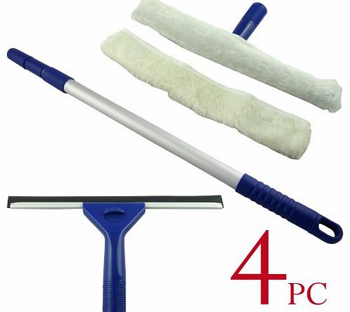 Bid Buy Direct Window Wash Kit - 4 Piece Telescopic Window Cleaning Set (1 Kit)