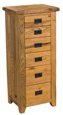 OAK CHEST OF DRAWERS WELLINGTON 6 DRAWER