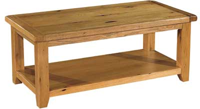 bideford OAK COFFEE TABLE WITH SHELF