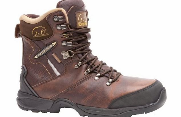 Big Bear Workwear Mens Safety Work Boots Shoes Brown Leather Lace Up Hiking Hiker Walking Ankle Protector Steel Toe Cap Lightweight Slip Acid Heat Oil Resistant Sole Footwear UK Size 6-12 (6, Dark Bro