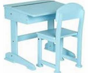 Childrens Blue Wooden Study Desk & Chair