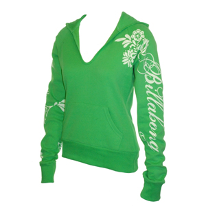 Billabong Ladies Billabong Deer Hoody. Kelly Green