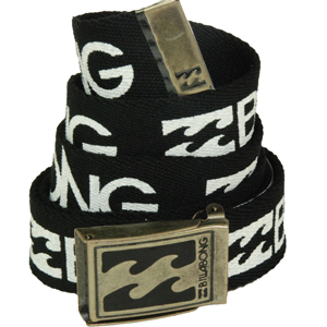 Mens Billabong Logo Printed Web Belt. Black